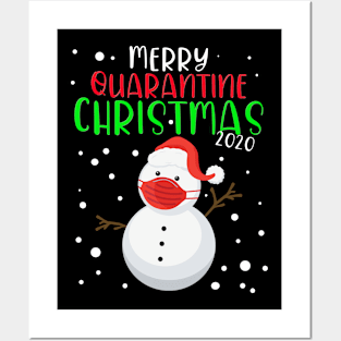 Merry Quarantine Christmas 2020, Snowman With Mask Posters and Art